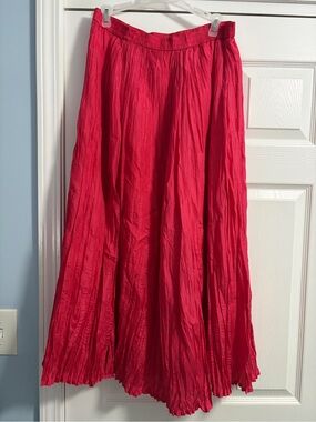 Women's Red Full-Length Pleated Skirt